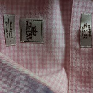 Peter Millar pink and white long-sleeved check shirt for men 100% cotton